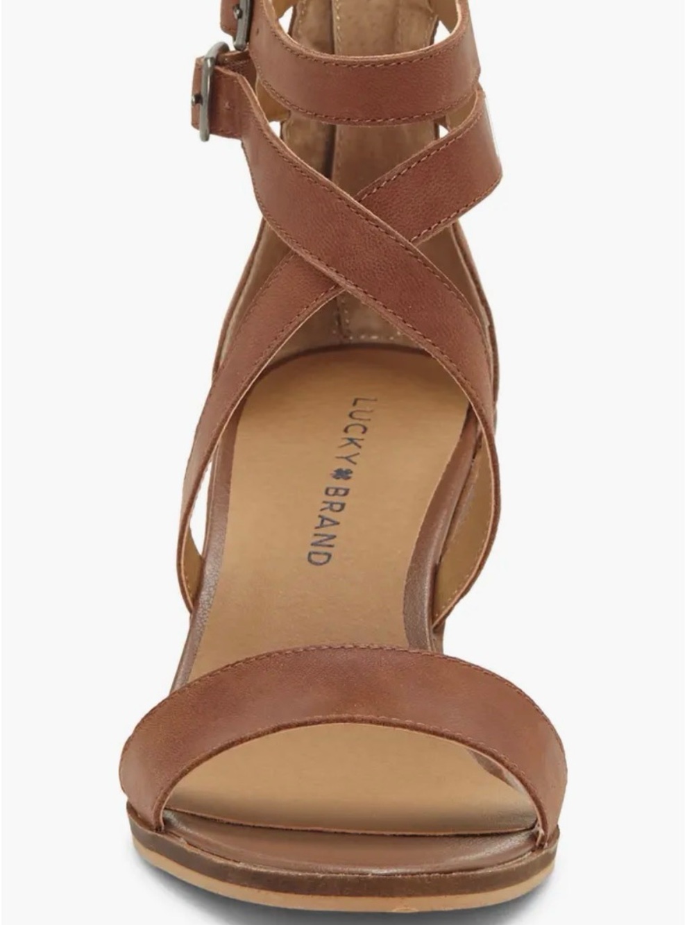 Lucky Brand Brown Crisscross Leather Ankle Strap Heel
